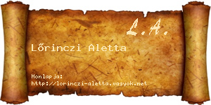 Lőrinczi Aletta névjegykártya